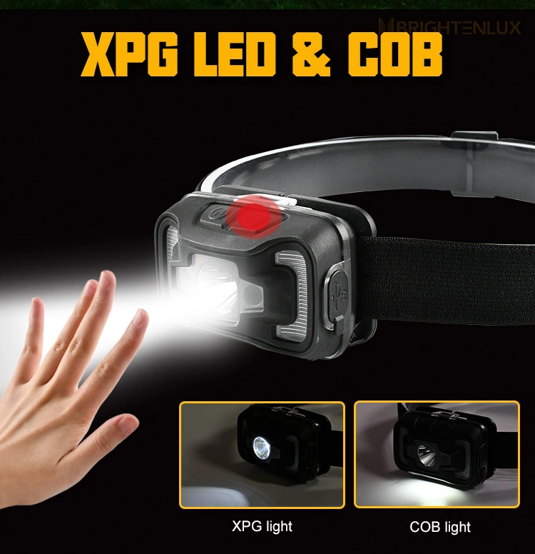 Brightenlux Newest 300 Lumen USB Rechargeable Sensor COB Warm White LED Headlamp