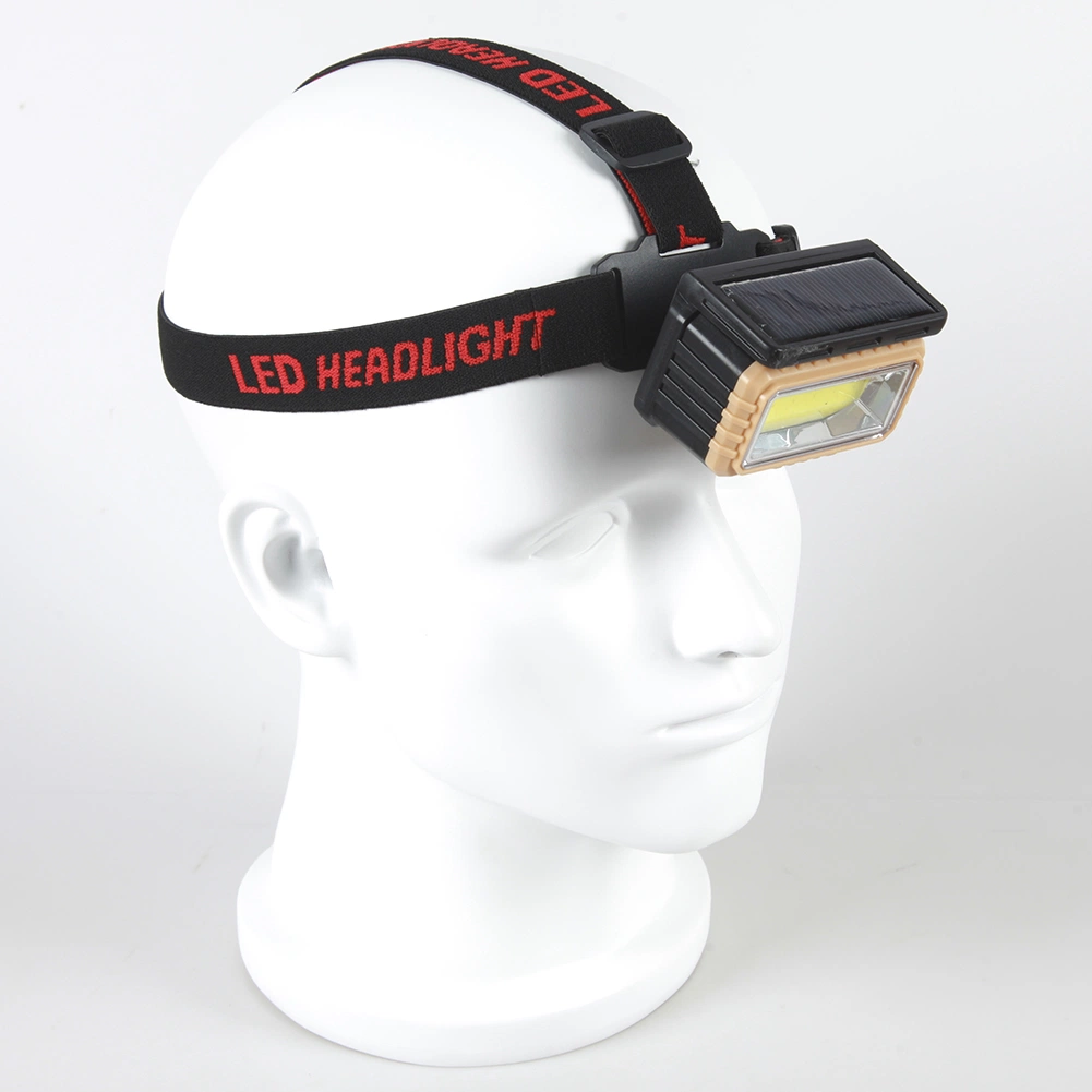 Yichen Solar Rechargeable COB LED Headlamp with Red Warning Light