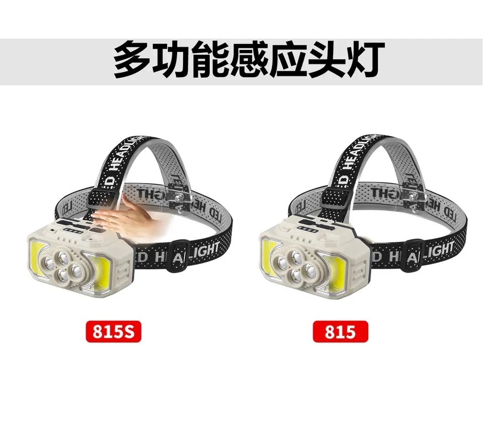 New XPE COB with Built-in Battery Type C-USB Rechargeable Sensor Double Switch Headlamp