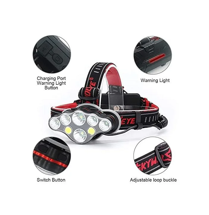 Rechargeable Headlamp, 8 LED High Lumen Bright Head Lamp with 8 Modes for Various Outdoor Activities