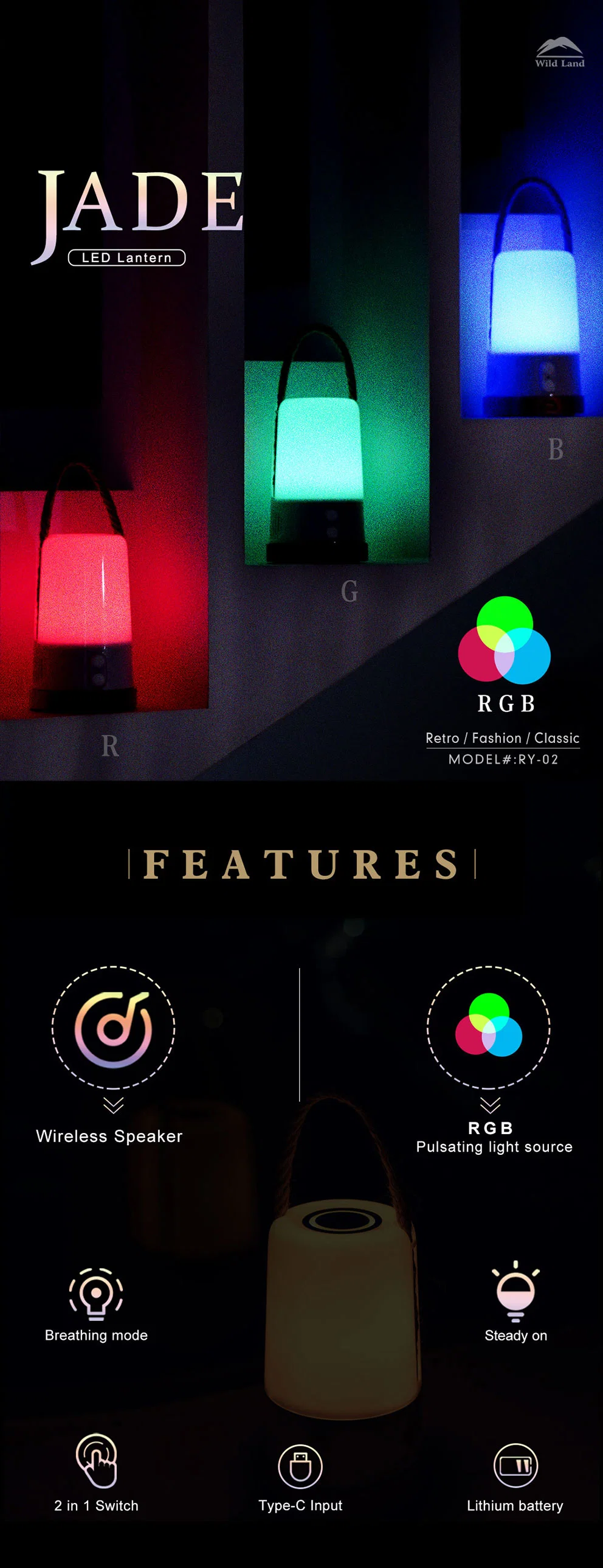 Tws Function RGB Camping Lighting with Wireless Bluetooth Speaker