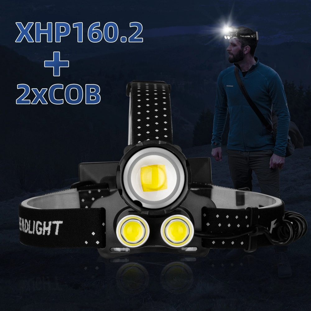 Super Xhp160 +COB 10000 Powerful High Power 18650 Rechargeable LED Headlamp