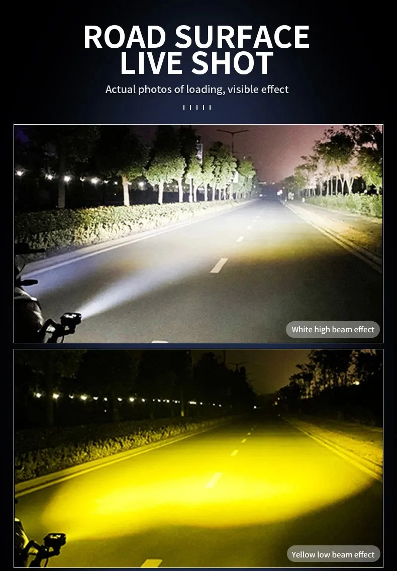 LED Motorcycle 60W 6000K Waterproof Fog Spotlight Headlight LED Ultra Bright Dual Colors Flashing Auto Lighting Systems