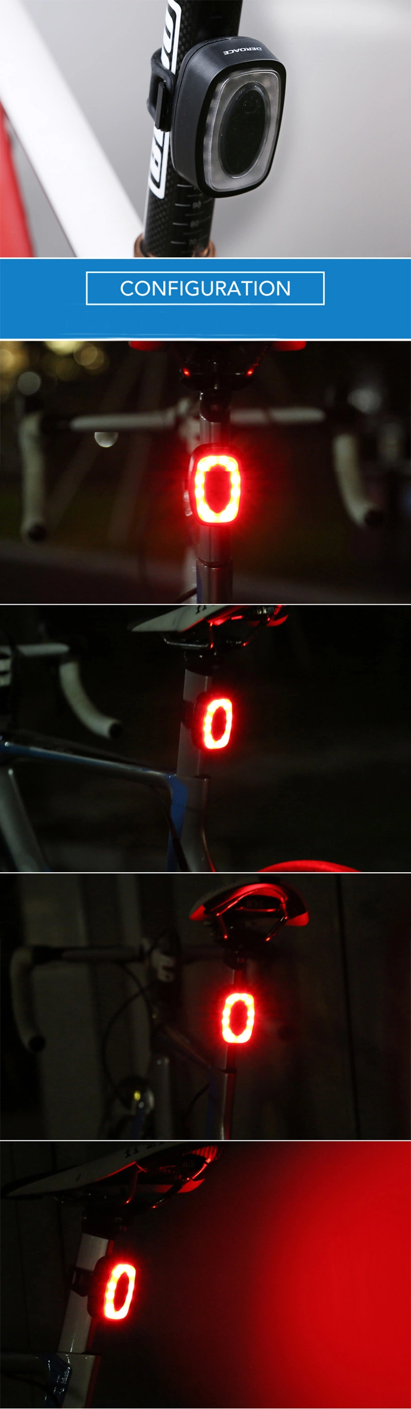 Hot Sale Road Mountain Bicycle Frontbtaillight Emergency Lighitng Waterproof Rechargeable Bike Rear Lamp with Blue and Red Flashing Camping LED Bike Light