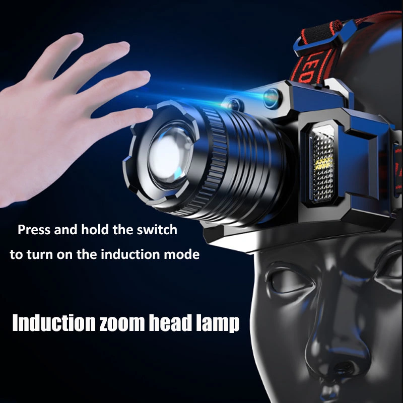 T51 Induction Sensitive Zoom Waterproof Rechargeable Camping Mobile Power Bank LED Headlight