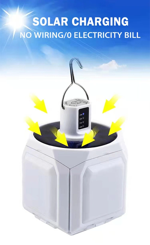 Outdoor Solar Charging Fold Light USB LED Rechargeable Waterproof Emergency Tent Camping Removable Light