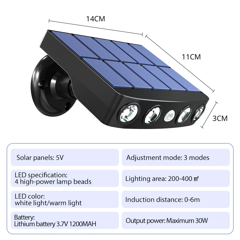 Brightenlux Branding Printing Lithium Battery 3.7V Powerful Solar Power Wall Sensor Garden Light for Outdoor
