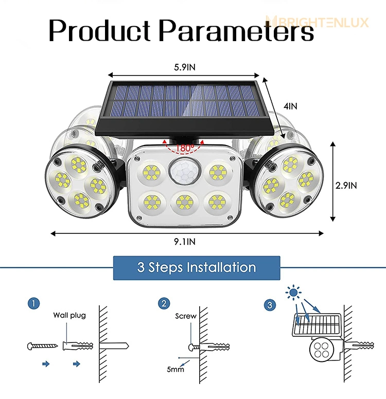 Brightenlux Surprise Price 78 LED High Power Ipx6 Waterproof Sensor Light, Long Lasting Outdoor Solar Lights