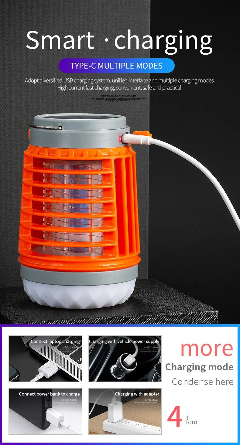 USB Portable Insects Plague Killer Mosquito Repellent Lamp LED Solar Camping Lamp