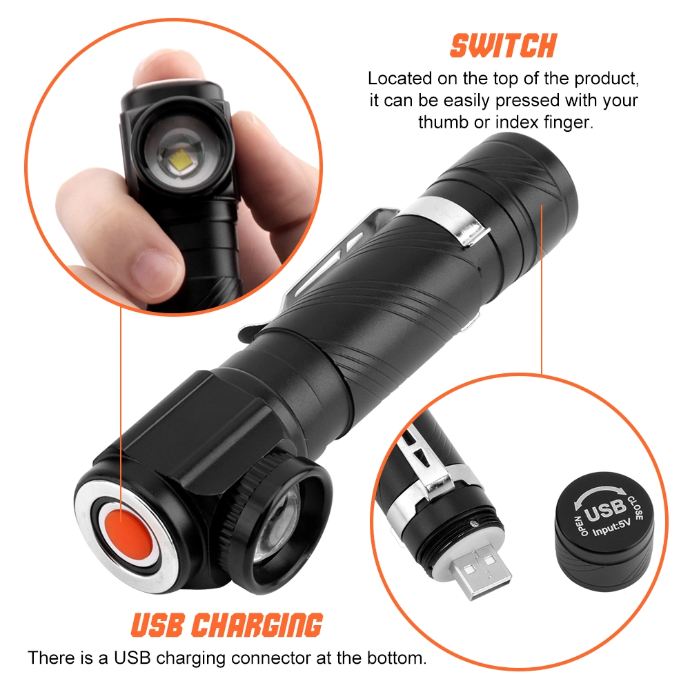 New 2in1 Portable Rechargeable LED Powerful Headlight Flashlight Torch Camping Hiking Headlamp