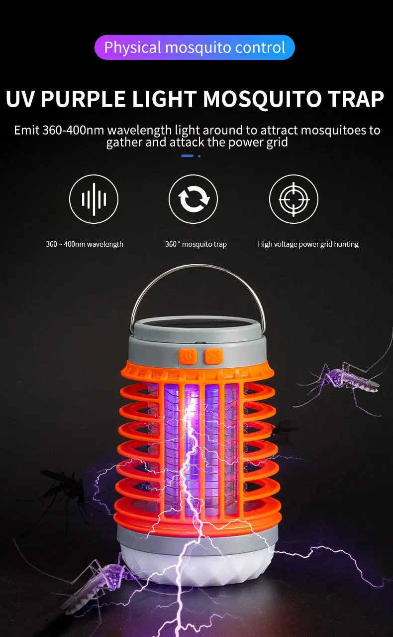 USB Portable Insects Plague Killer Mosquito Repellent Lamp LED Solar Camping Lamp