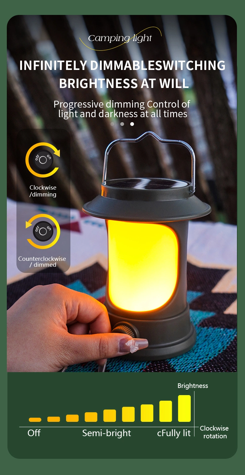 Multifunctional Folding Solar Light Camping Lamp Type-C Rechargeable Outdoor Light for Garden