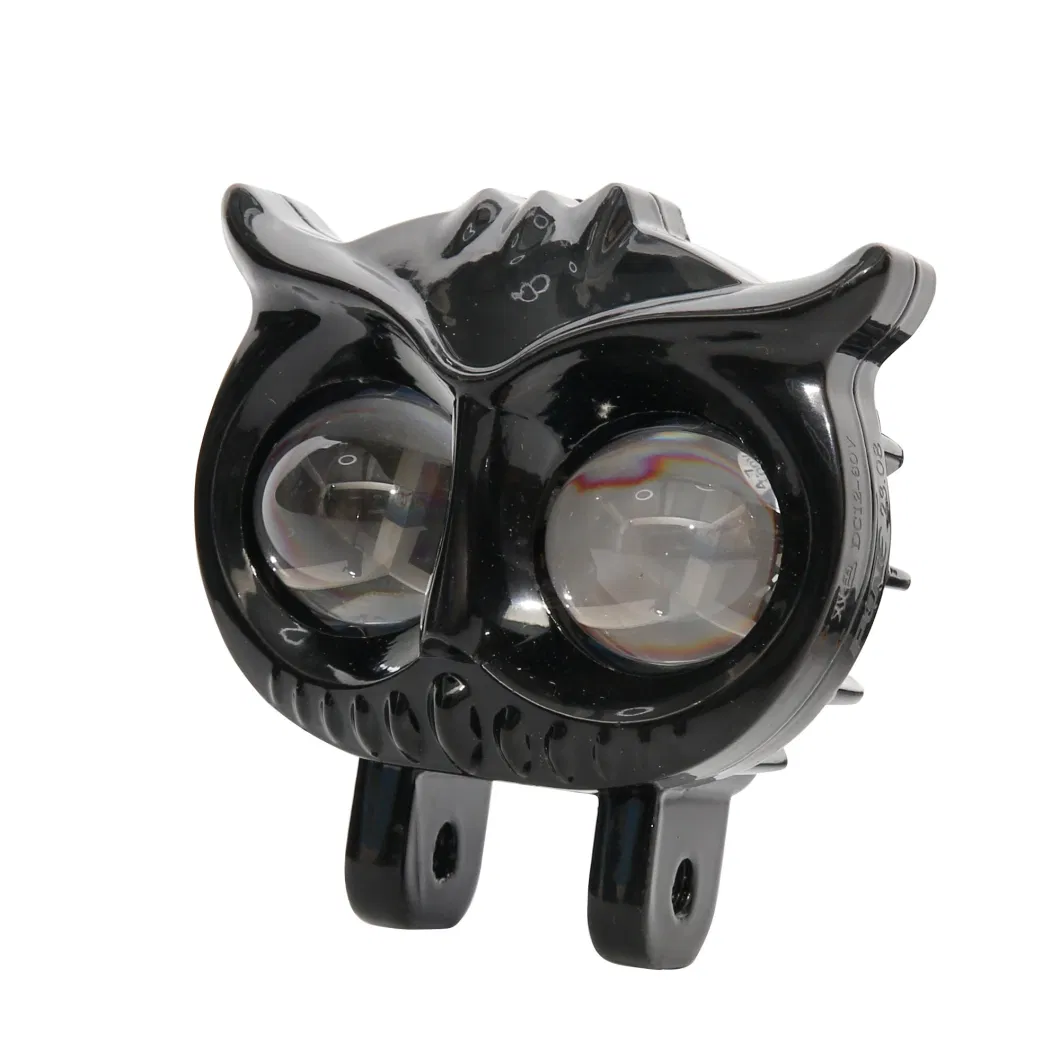 Universal Motorcycle LED Headlight with Dual Color White Owl Headlights