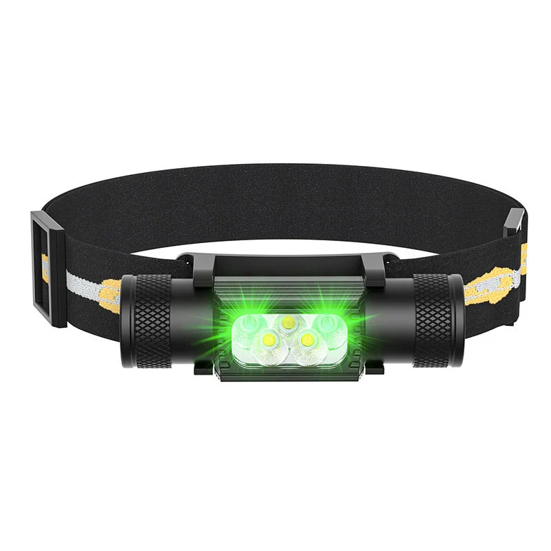 Aero-Grade Aluminum Alloy 8 Modes Multifunction Sport Torch Light Double LED Rechargeable Headlight Waterproof USB Headlamp for Outdoor Running Camping Hiking