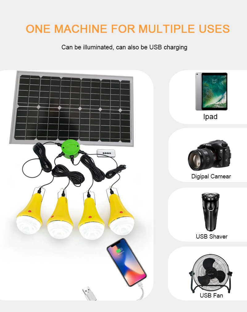 Model No. Sre-98g-4 Solar Light Kits for Camping Enthusiasts Solar Rechargeable Lighting System