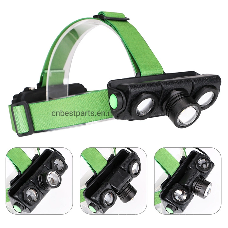 400 Lumen High Power Zoomable T6 Emergency Head Torch Lighting Rechargeable LED Headlamp Portable Warning Flashing LED Headlight