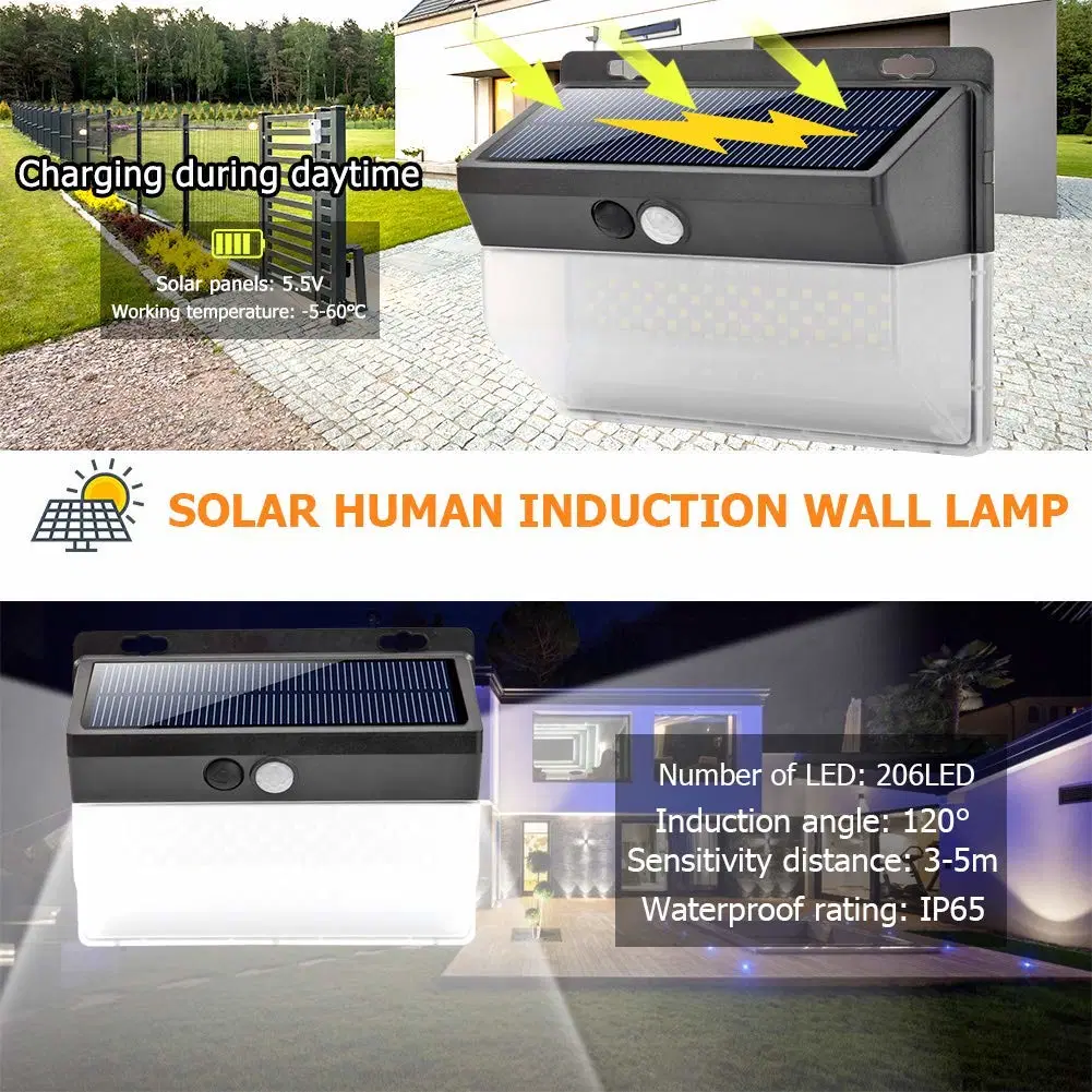 Brightenlux China Manufactures Garden Solar Lights for Outdoor, Super Bright Waterproof Solar Light 206 LED Motion Sensor Security Lights