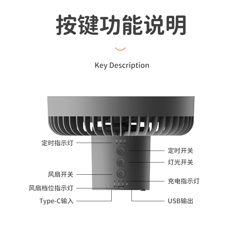 New Style Summer Potable Outdoor Camping Ceiling Fan Air Cooling Tripod Table Air Cooling Camping Light