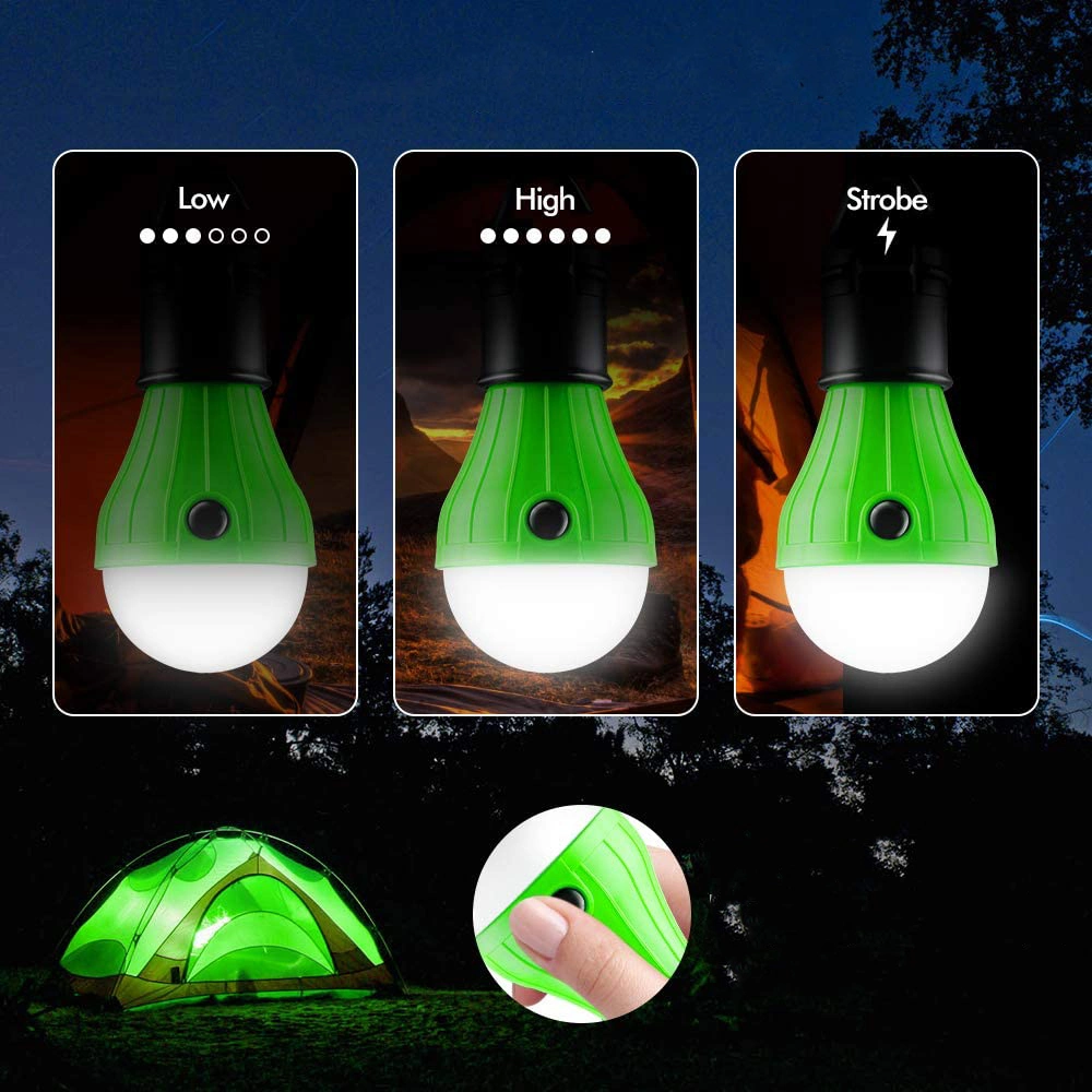 Portable 3 LED Outdoor Emergency Battery Powered Bulb Hanging Campfire Light