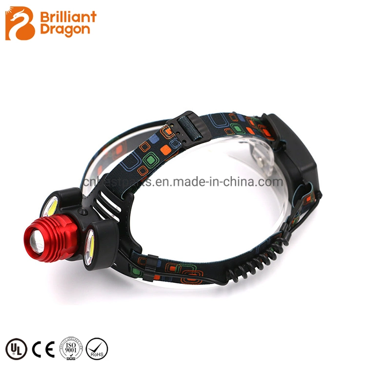 Wholesale Portable Adjustable Head Torch Lamp Camping Hunting Head Torch Light Powerful Emergency Zoomable Headlight Rechargeable COB LED Headlamp