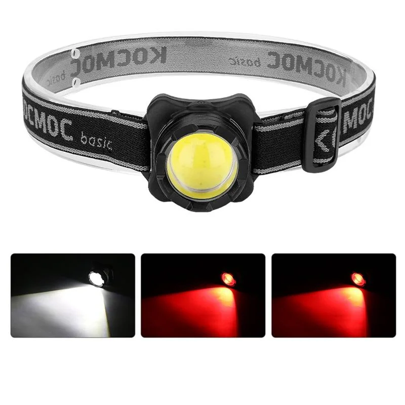 High Quality Portable Camping Head Torch Lamp Waterproof LED Camping Head Torch Light Mini Red Warning Flashing Headlight Rechargeable COB LED Headlamp