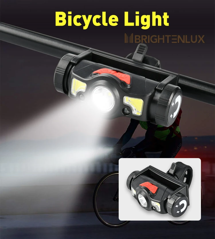 Brightenlux Hot Sale USB 2 in 1 Multi-Functional Portable Rechargeable COB LED Bicycle Hunting Camping Tactical Mini Headlamp