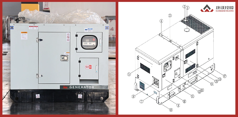 OEM ODM 25kw 30kw 50kw Main Power Silent Cabinet Generator Sets with Smartgen Panel