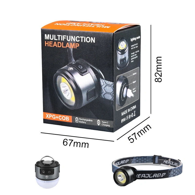 New Design Detachable Mini Type C Rechargeable Head Torch Lamp Car Camping Emergency LED Headlight Portable Lighting COB Xpg Headlamp