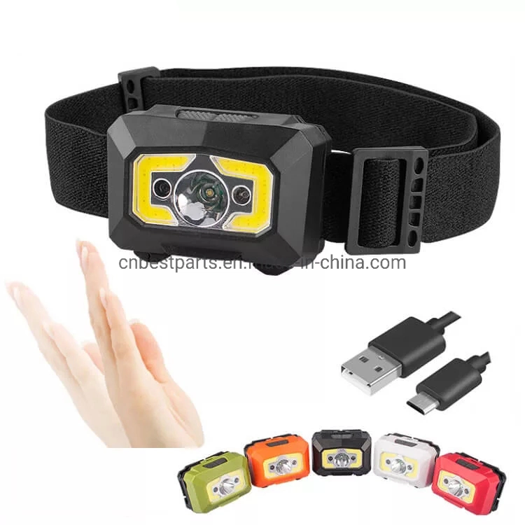 High Quality 500 Lumens Camping Head Torch Light Flashing Lamp Rechargeable COB Headlight Sensor Switch Powerful Hunting LED Headlamp