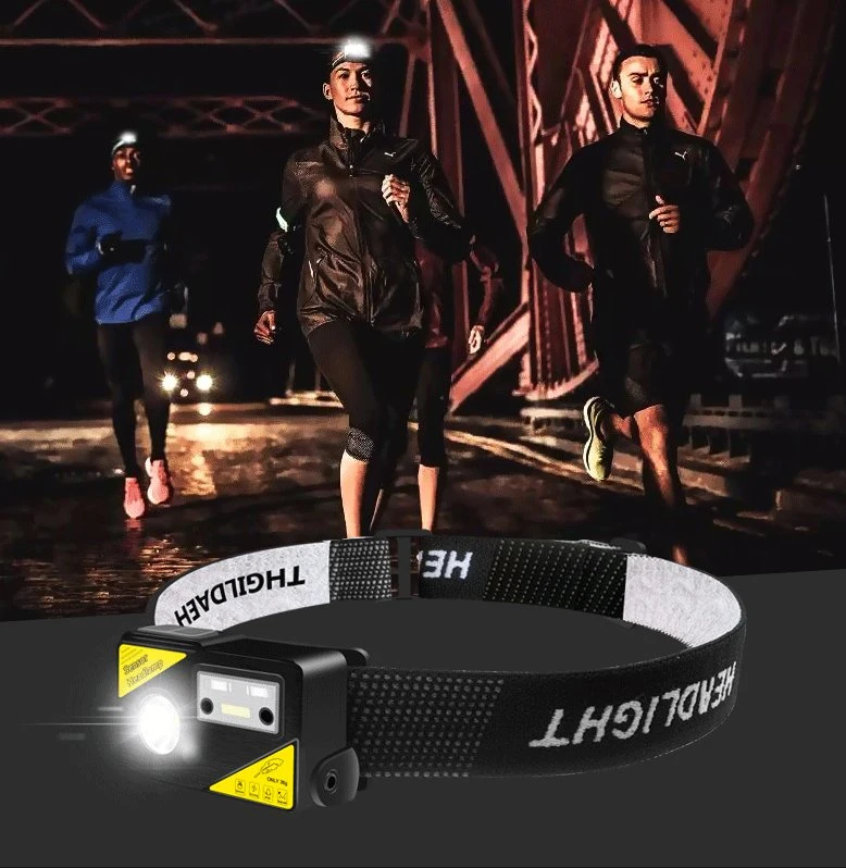 USB Rechargeable Lightweight Sensor Xpg LED Headlamp for Running