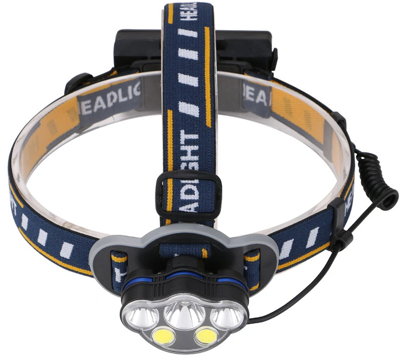 Wholesale T6 XPE Head Torch Light Aluminum COB LED Head Torch Lamp Rechargeable Headlight 90 Degree Head Rotation LED Headlamp with Red Flashing Warning