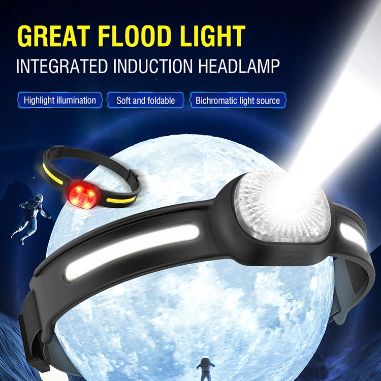 COB Head Light Waterproof for Camping Cycling Running High Lumens Rechargeable Headlamp USB LED Headlight