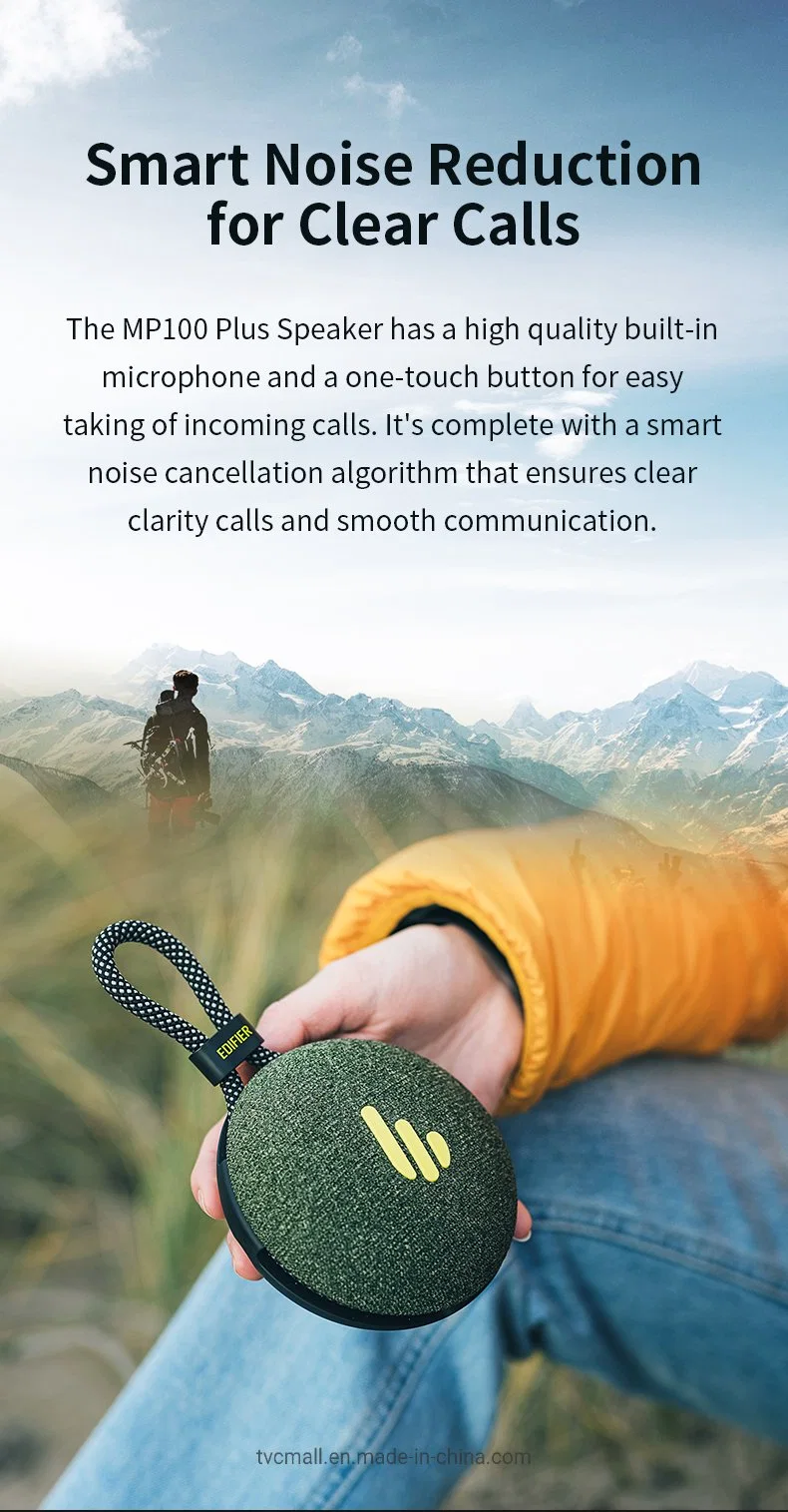 Edifier MP100 Plus Portable Wireless Bluetooth Speaker Ipx7 Waterproof Speaker for Outdoor Hiking, Camping, Climbing - Black