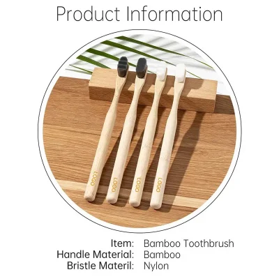 Custom Logo Cheapest Natural Organic Bamboo Handle Biodegradable Eco-Friendly Toothbrush