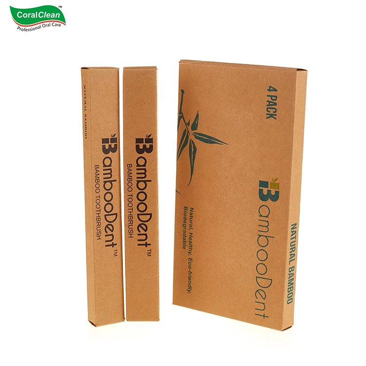 Wholesale Biodegradable Eco-Friendly Bamboo Toothbrush 4 Pack Set for Hotel and Travel