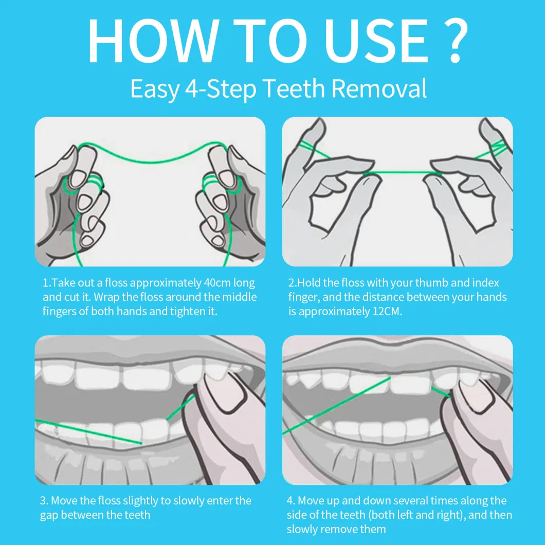 Teeth Whitening 50m Dental Floss/Nylon Mint Dental Floss with Customization