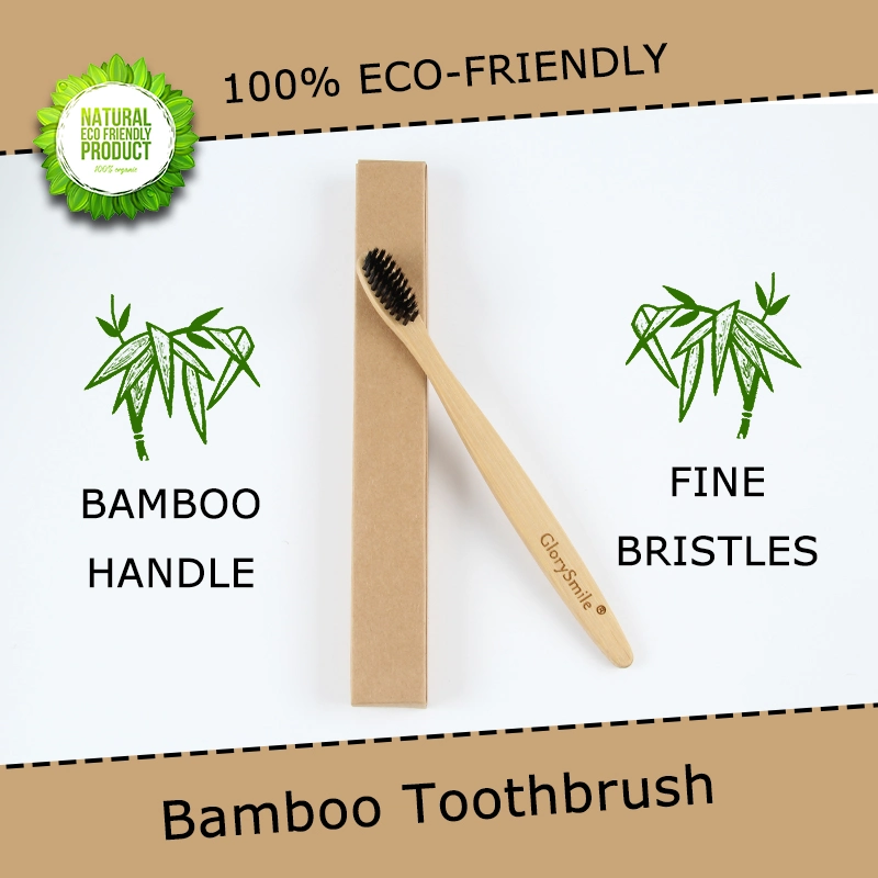 Biodegradable Natural Wood Handle Hotel Adult Charcoal Bamboo Toothbrush