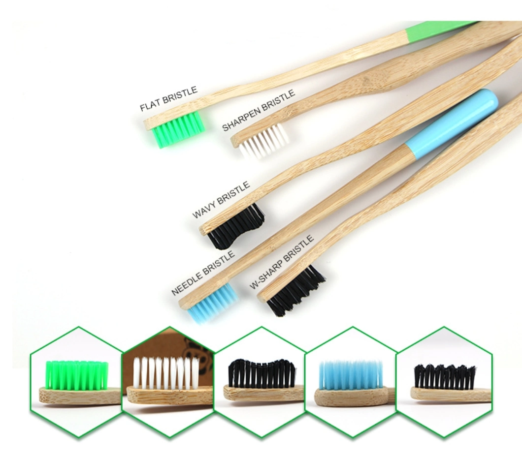 Eco Friendly BPA Free Kraft Package Round Wooden Handle Tooth Brush Nylon Bristle Reusable Custom Logo Travel Bamboo Toothbrush