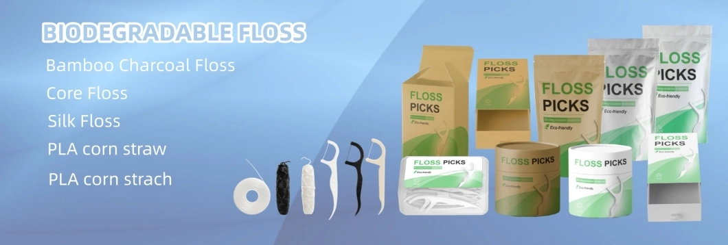 China High Quality Biodegradable Double Flosser Pick Floss Picks Dental Floss Pick