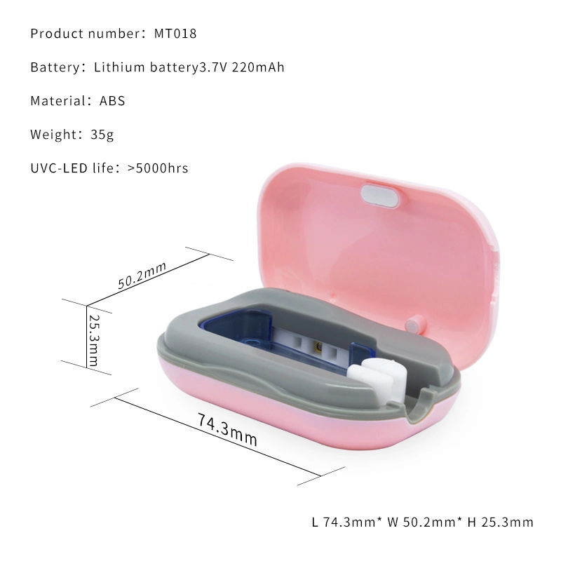 UV Light Sterilizing Eliminates Bacteria Travel Home Mini Portable Hands UVC LED Toothbrush Sterlizer Case