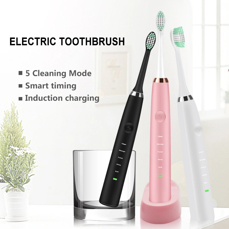 OEM Adult Rechargeable Sonic Electric Toothbrush with Double Brush Heads