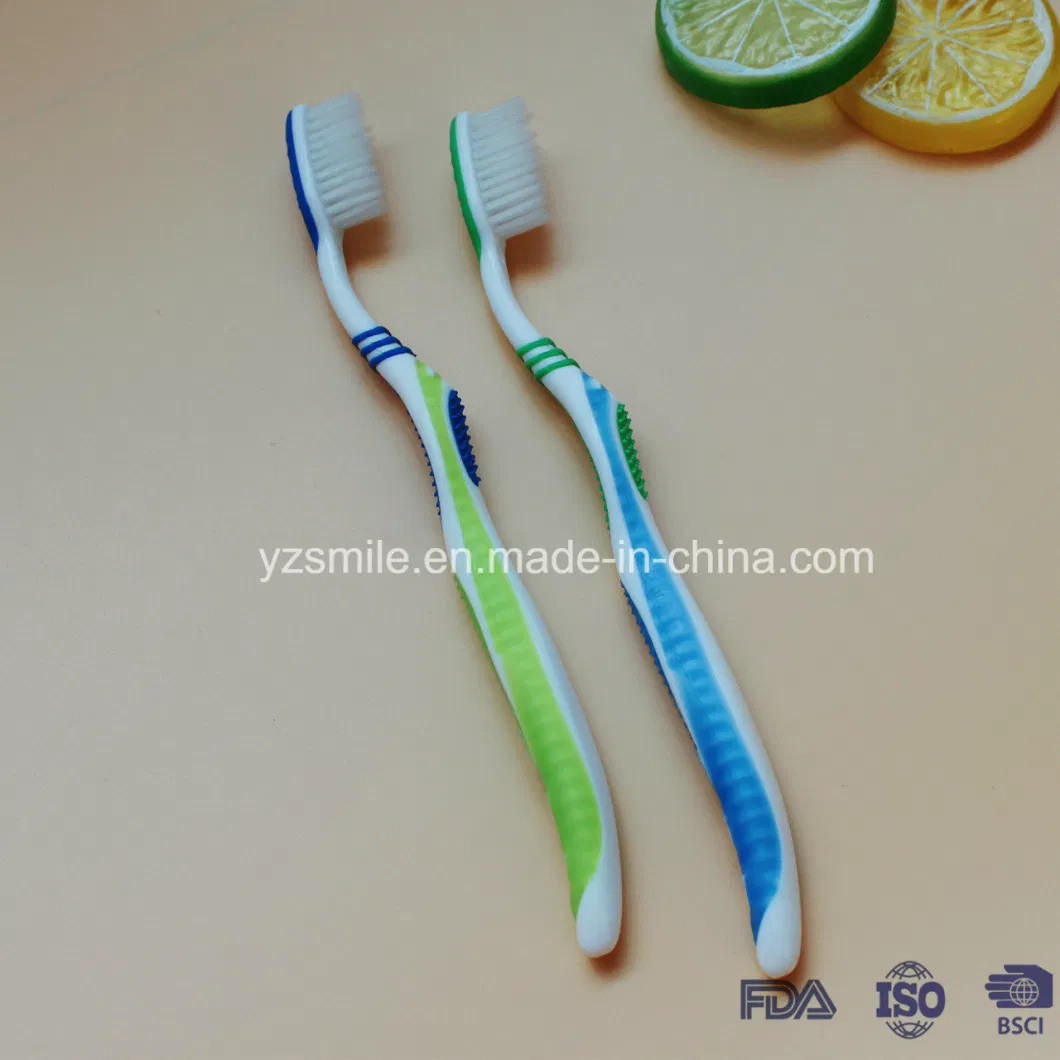 Classic FDA Soft Rubber Plastic Toothbrush with Tongue Cleaner