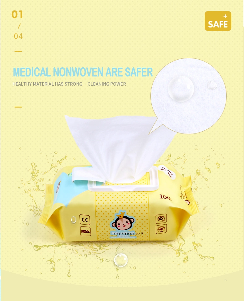 30PCS Flushable Non-Woven Cleaning Wet Wipes for Baby Care