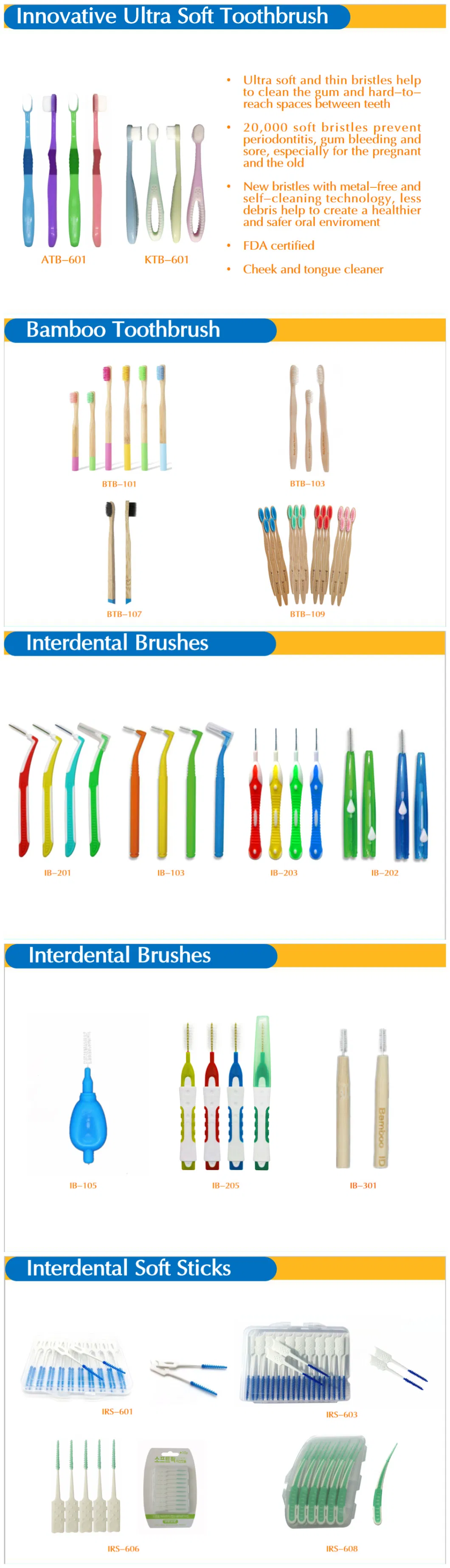 OEM Private Label Wire-Free Disposable Interdental Brush/Soft Stick/Pick with Customized Package