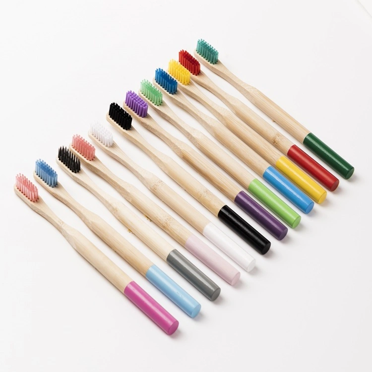 Custom Logo Bamboo Toothbrush Medium Bristles Biodegradable Plastic-Free Toothbrushes Cylindrical Low Carbon Eco Bamboo Handle Brush