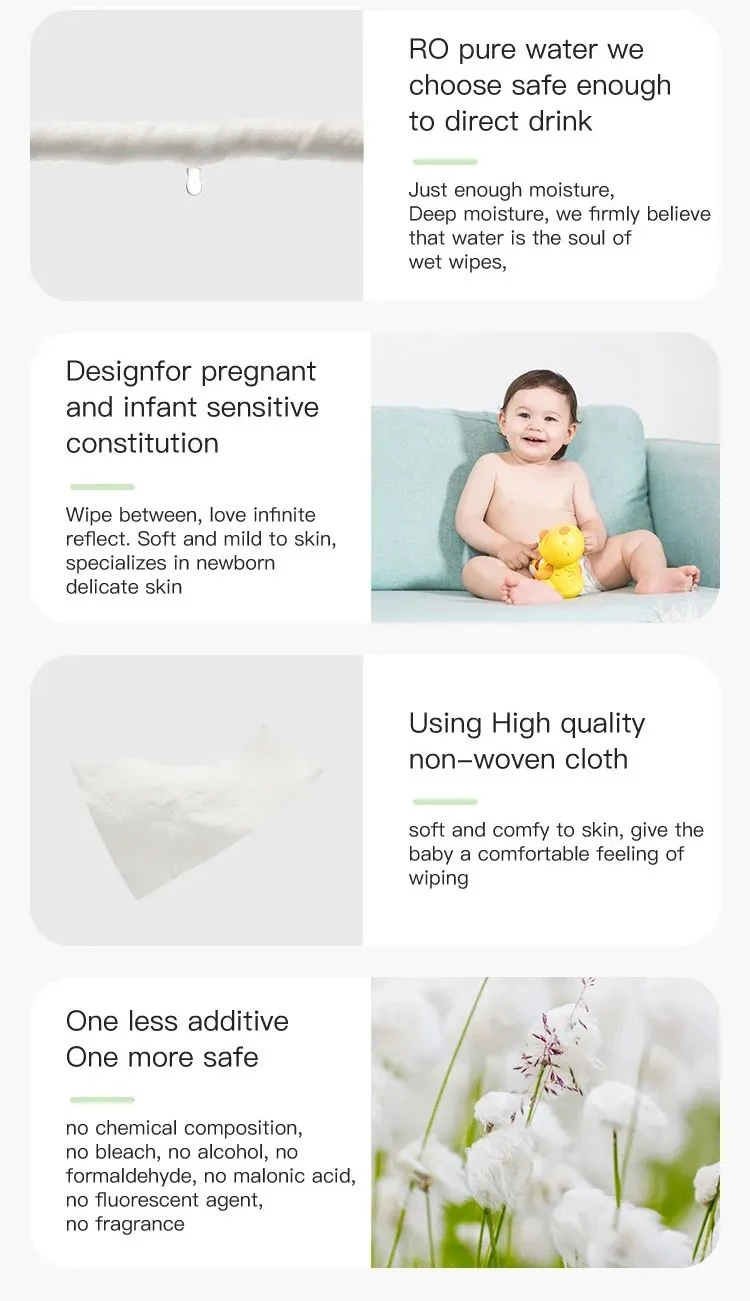 Wholesale Customized Disposable Baby Wet Wipes Super Soft Pure Water Natural Organic Water Wipes for Sensitive Skin Baby Wipes