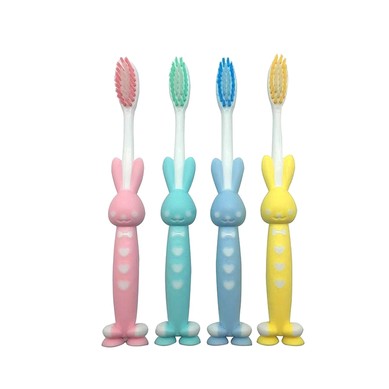 Anti-Slip Handle Cartoon Printing Soft Bristle Kids Toothbrush with Tongue Cleaner