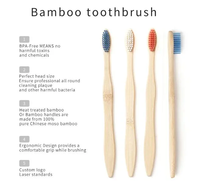 Custom Logo Eco Friendly Biodegradable Hotel Disposable Natural Bamboo Toothbrush