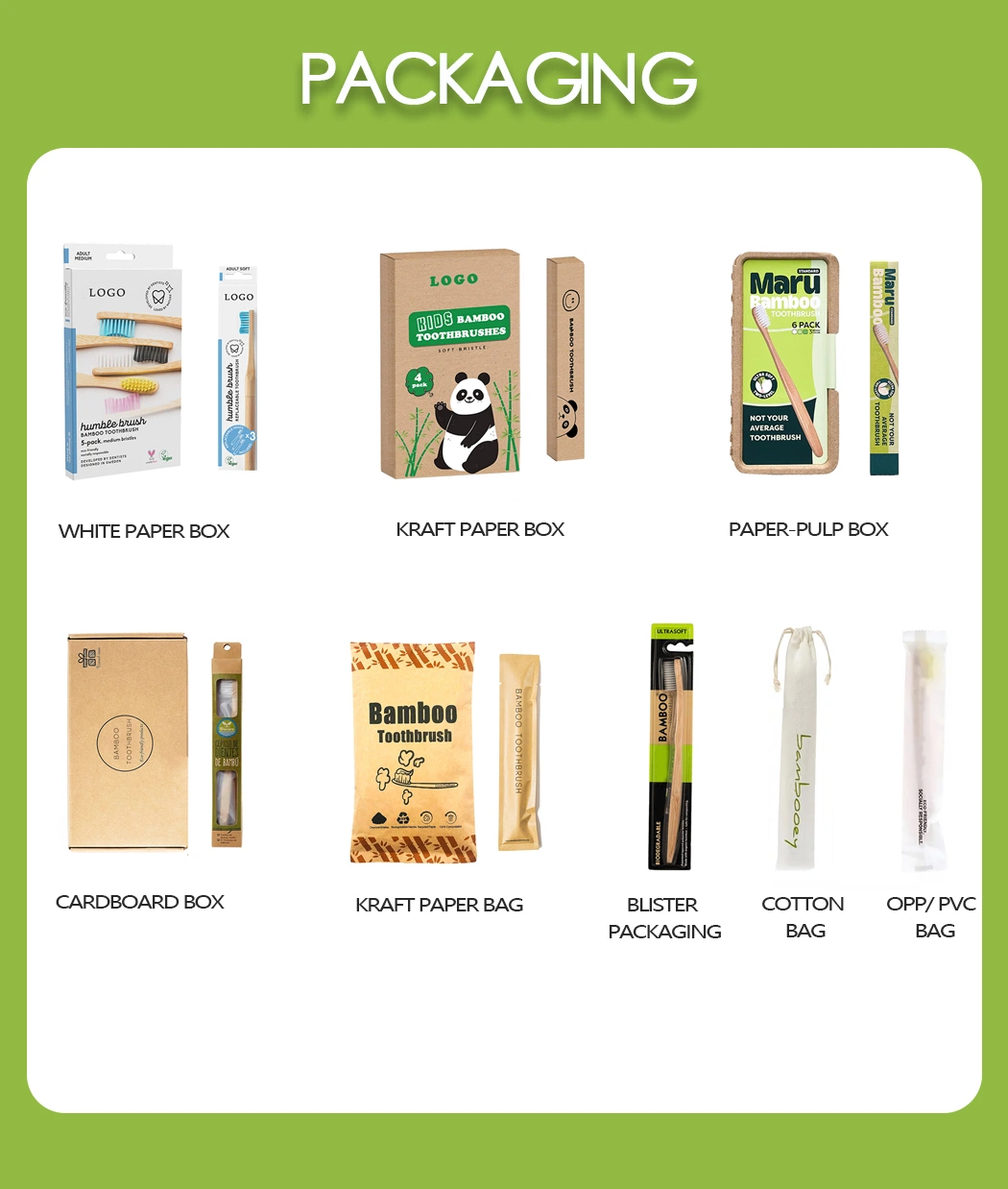 OEM Replace Full Biodegradable Eco-Friendly Electric Bamboo Tooth Brush Heads