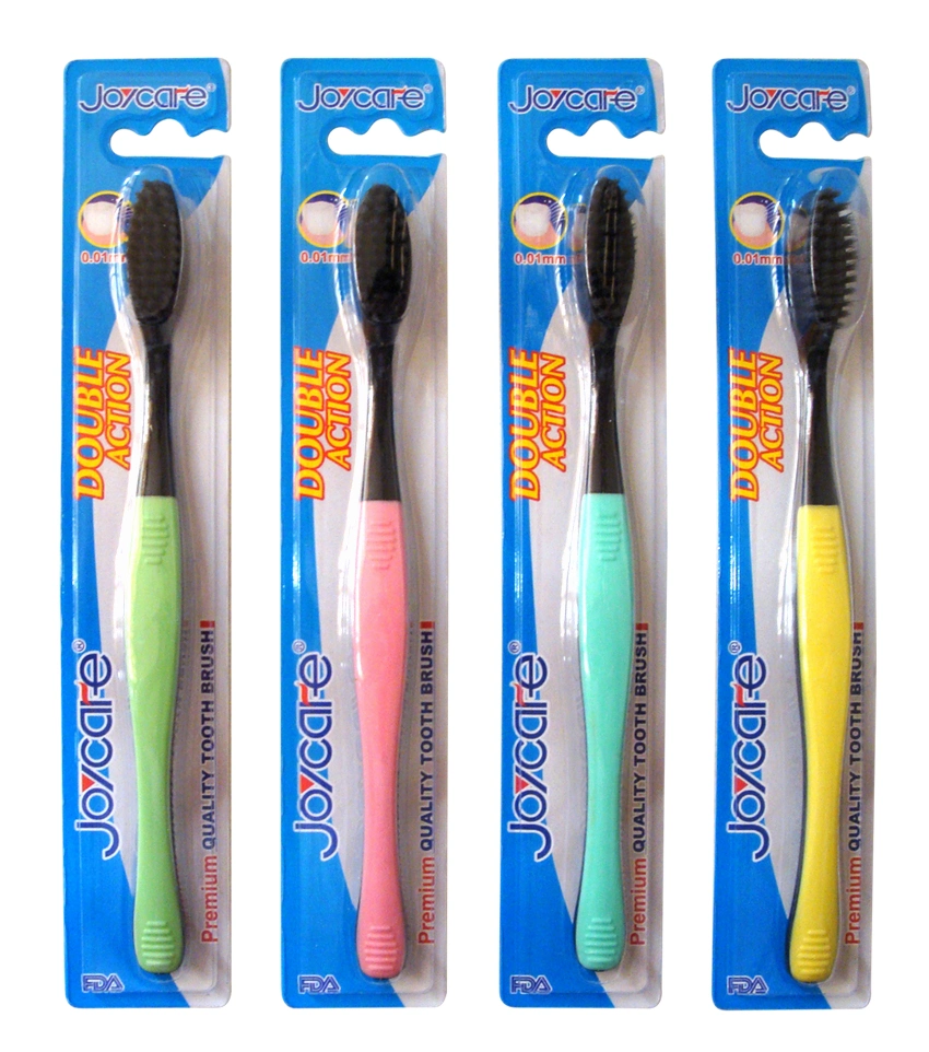 Classic Design Teeth Care Adult Toothbrush with Soft Rubber Grip/Charcoal Bristles